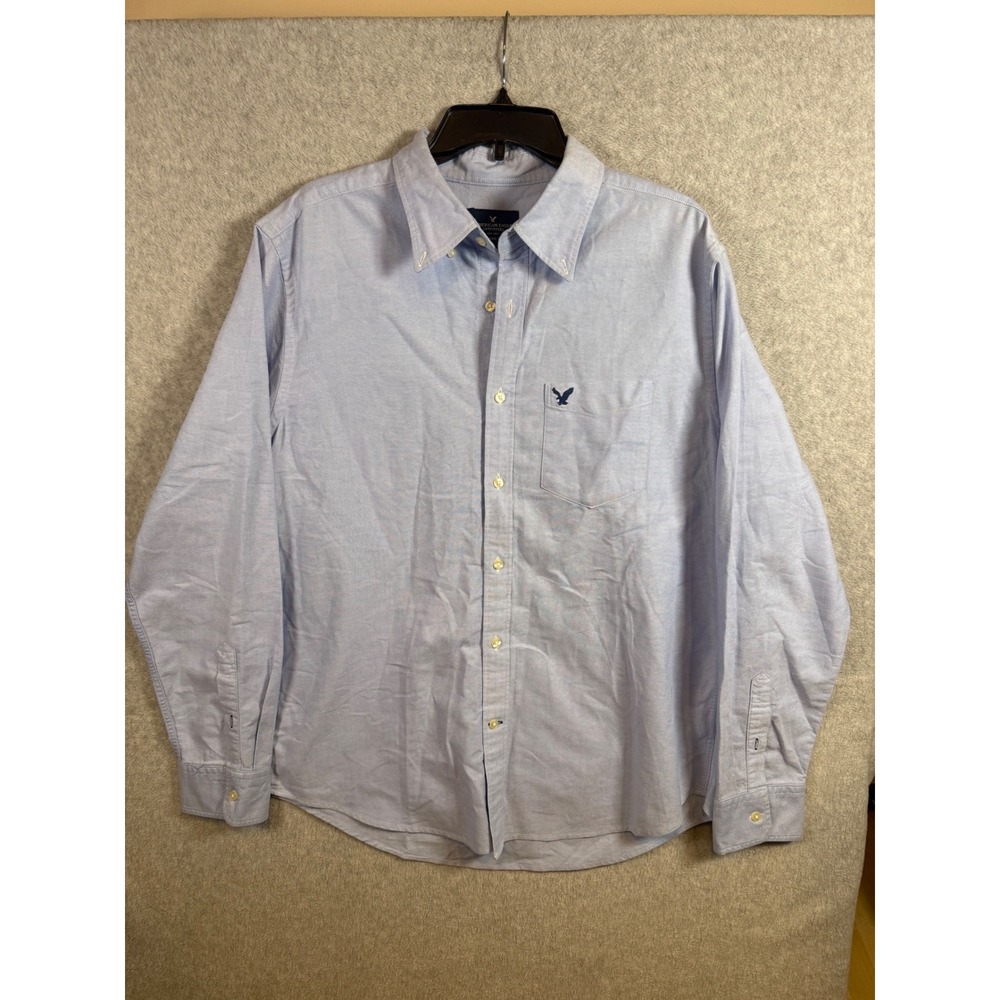 American Eagle Outfitters Mens Large Blue Oxford Button Down Shirt Classic Fit